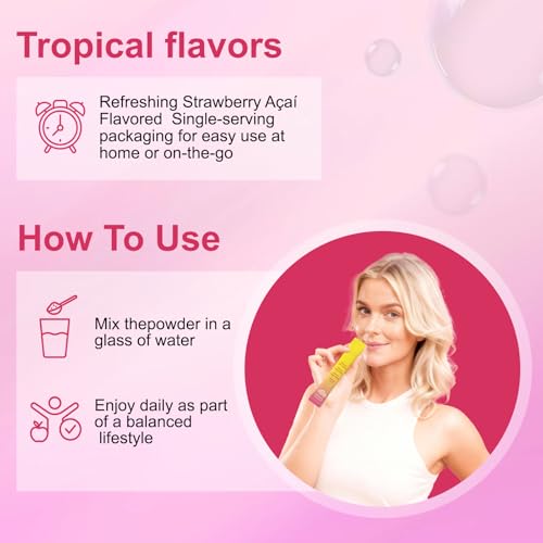 Lunivox GLP-1 Drink Mix - Strawberry Açaí Flavor, 30 Sticks