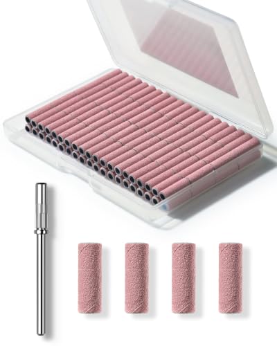 Makartt Nail Drill Bits Sanding Bands 100 Pcs #240 Grit (Pink) – 3.1mm Mandrel Included