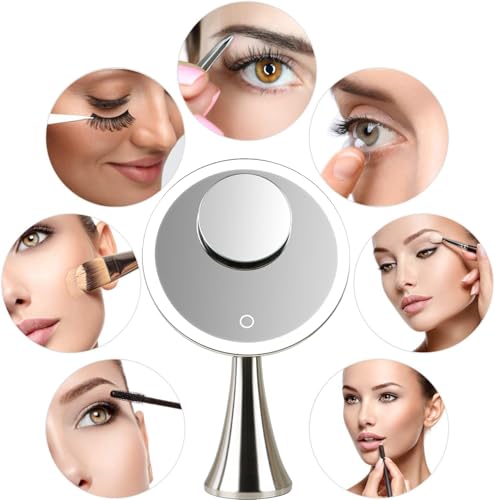 Surdy 9" Lighted Makeup Mirror with 5x/10x Magnification