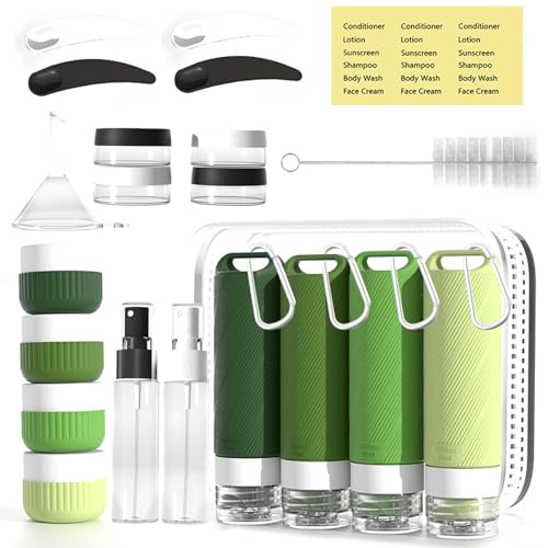 26 Pcs TSA Approved Travel Toiletry Bottles Set - Leakproof Silicone Containers with Clear Bag