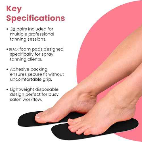 CHNELSS 30Pairs Professional Spray Tan Feet Pads - Disposable Foam Feet Protectors for Tanning Salon Hygienic & Comfortable Feet for Spray Tanning - Spray Tan Foot Covers for Tanning Tent(Black)