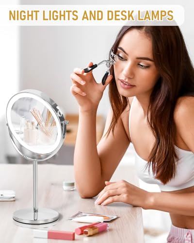 Lighted Makeup Mirror with 1X/10X Magnification & 3 Color Lights
