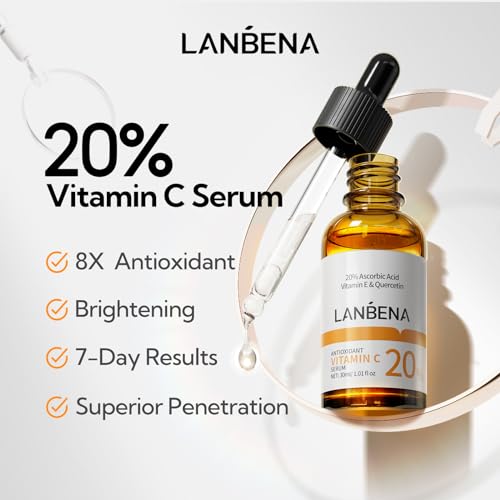 20% Vitamin C Serum For Face, 30 ML/ 1 Fl, Brightening Skin, Dark Spot Remover, Reduce Wrinkle, Anti Aging Glowing Serum, Facial Moisturizer with Niacinamide, Vitamin E, Hyaluronic Acid