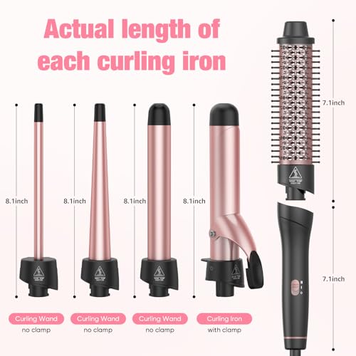 5-in-1 Curling Iron Set with Interchangeable Wands & Brush