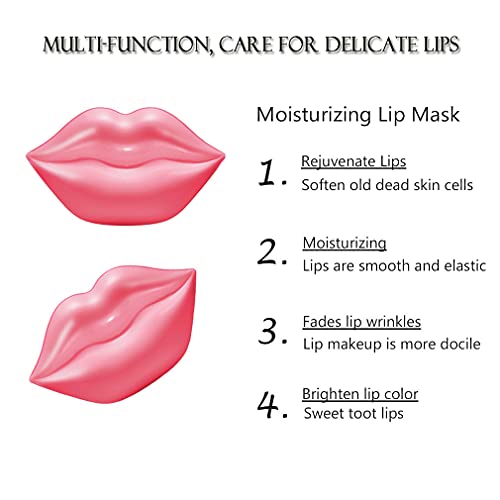 20Pcs Moisturizing/Plumping Lip Mask, Restores Moisture Mask for Dry Lips and Lines Overnight Care, Gel Treatment Masks ? (Pink)