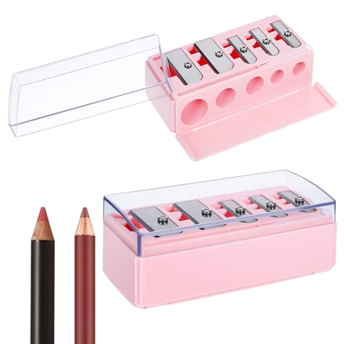 2-Pack 5-Hole Cosmetic Pencil Sharpener for Eyeliner & Lip Liner - Pink
