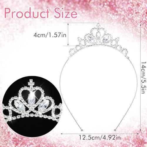 AUZUO Princess Crown Tiara, Crystal Tiaras for Women Pageant Crown Rhinestone Headband Silver Crystal Tiara Hair Accessories for Women Birthday Wedding Halloween Party Christmas Gifts