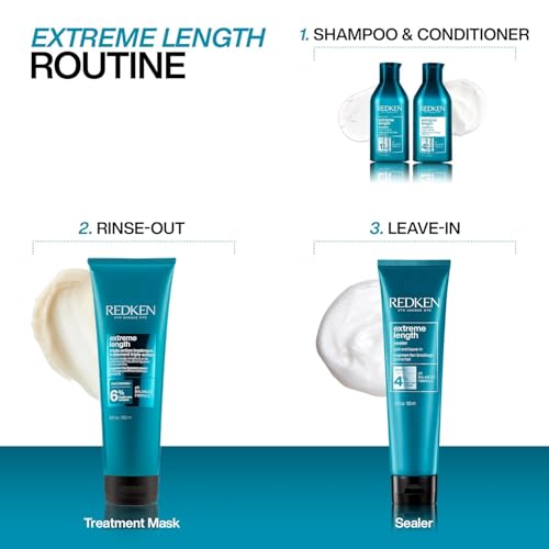 Redken Extreme Length Biotin Conditioner For Longer Hair ? Promotes Healthy Hair Growth, Strengthens & Detangles Damaged Hair, Infused With Biotin & Castor Oil?