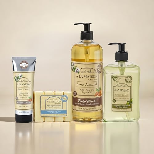 A LA MAISON Moisturizing Lotion, Sweet Almond - Nourishing French Formula for Dry Skin - Argan Oil, Pure Shea Butter, Essential Oils, Plant Based, Cruelty-Free, SLS and Paraben Free (8 Oz, 2 Pack)