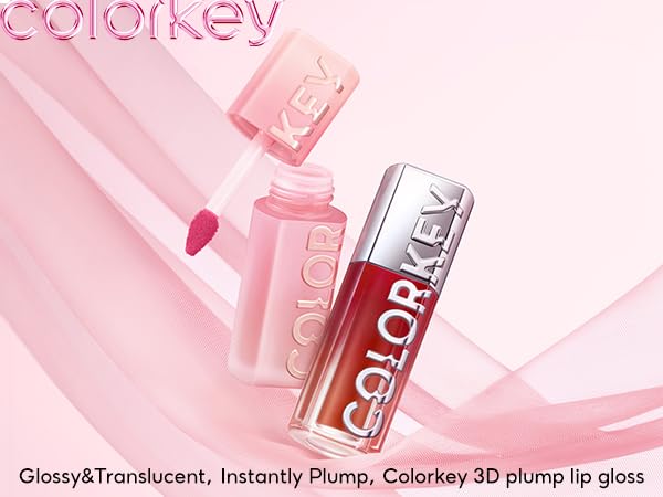 COLORKEY 3D Plump Oil Lip Gloss, High-shine Finish, Lip Tint, Moisturizing, Non-Sticky, Clear and Natural, Glassy Shine (G01 Caramel Tea, 3ml)