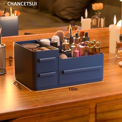 Makeup Organizer with Drawers, Countertop Organizer for Vanity, Bathroom and Bedroom Desk Cosmetics Display Case,Desktop Dresser Sundries Storage Box for Brushes, Eyeshadow, Lipstick and Nail Polish