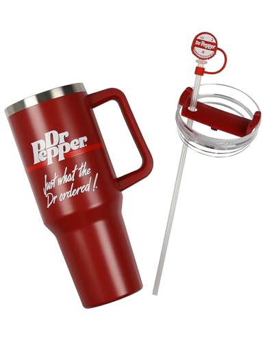 Dr Pepper 30oz Stainless Steel Tumbler with Handle & Straw