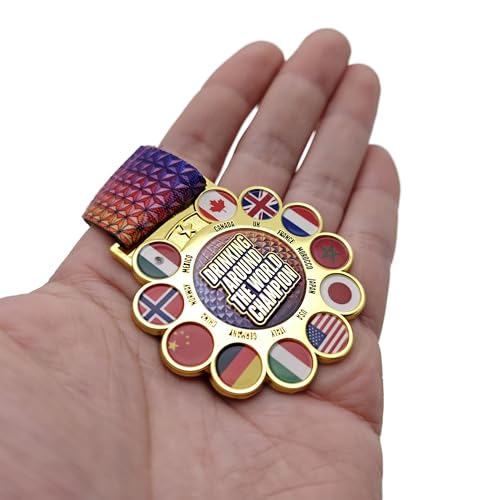 Drinking Around the World Challenge Medal with Tattoos ? Celebrate Your Global Epcot Adventure in Style!