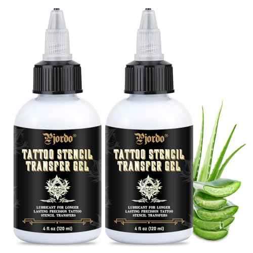 2PCS Tattoo Stencil Transfer Gel Solution, 8oz Tattoo Transfer Gel for Stickers Paper, Stencil Magic Cream for Tattoo Artists & Beginners, Temporary Supplies