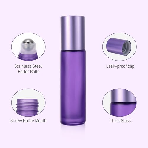 Kesell 10ml Glass Roller Bottles for Essential Oils (10-Pack)