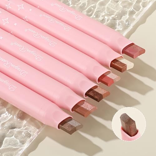 6-Piece Glitter Eyeshadow Stick Set - Waterproof Two-Color Gradient