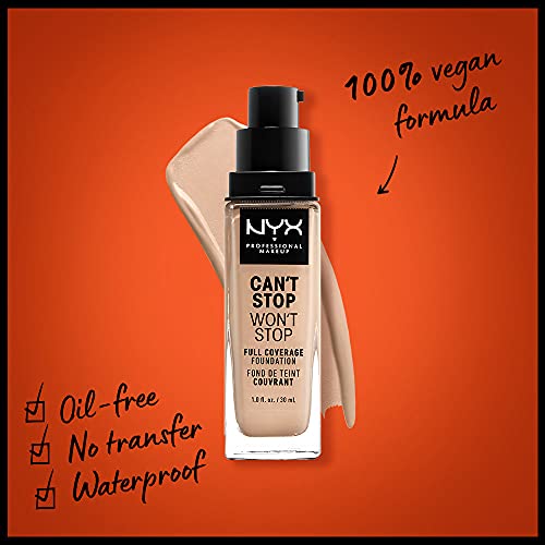 NYX PROFESSIONAL MAKEUP Can't Stop Won't Stop Foundation, 24h Full Coverage Matte Finish - Vanilla