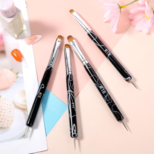 Professional 4-Piece Nail Art Brush Set with Dotting & French Tips, Manicure Tools