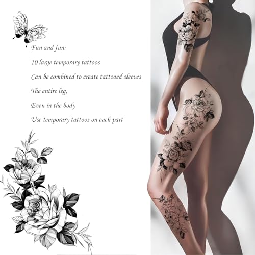 Temporary Tattoo Sleeve for Women | Floral & Butterfly Designs