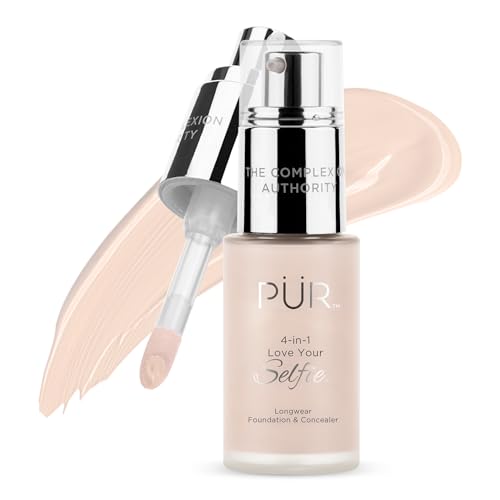 P?R MINERALS 4-in-1 Love Your Selfie Foundation & Concealer - Longwear Full Coverage Liquid Makeup Foundation with Hydrating Blend for Refined-Looking, Natural Beauty Glow, Skin Texture & Tone