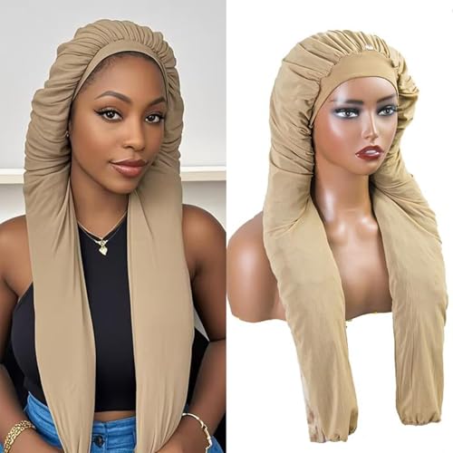 MsFan Braid Bonnet for Sleeping - Long Hair Protective Night Cap - Skin Variation