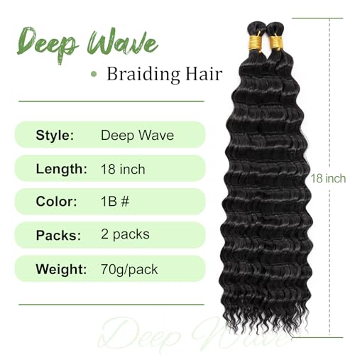 EERYA Deep Wave Crochet Braiding Hair 18 Inch 2 Pack