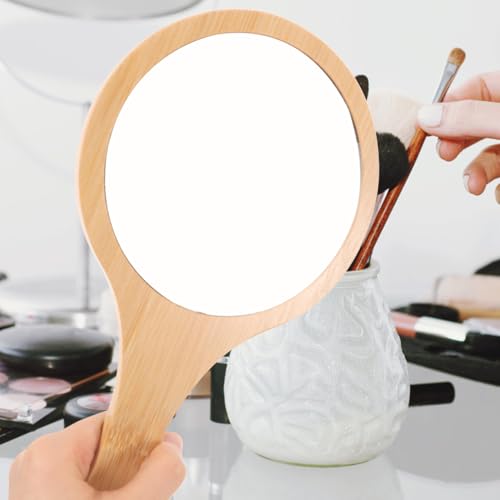 GALPADA Bamboo Hand Mirror - Portable Travel Makeup & Grooming Mirror