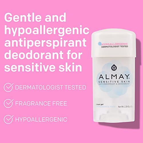 Almay Hypoallergenic Gel Deodorant for Sensitive Skin, 2.25 Oz