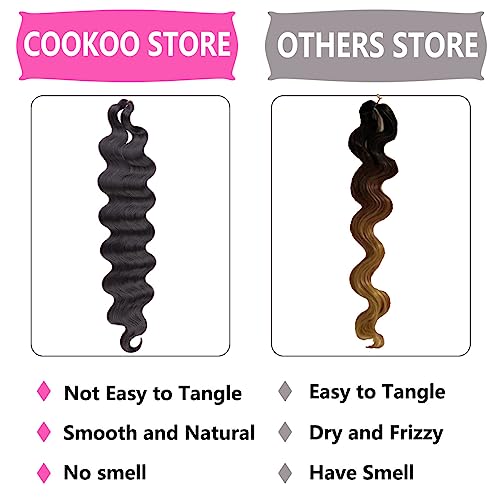 COOKOO 24 Inch Body Wave Braiding Hair - 3 Pack Synthetic Extensions