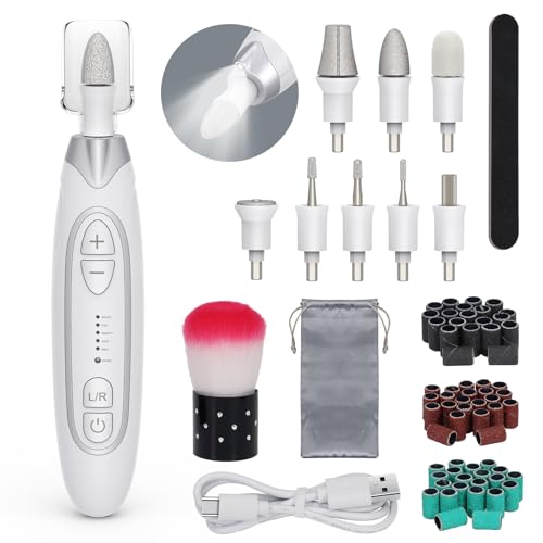 Electric Nail File Kit - Cordless Manicure & Pedicure with 5 Speeds & LED Light