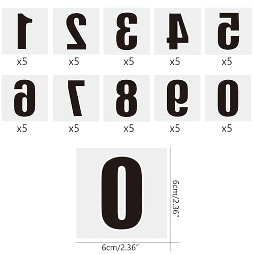 50pc Arabic Numerals Race Number Temporary Tattoo Stickers