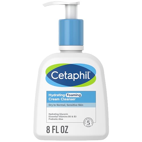 Cetaphil Cream to Foam Face Wash, Hydrating Foaming Cream Cleanser, 8 oz, For Normal to Dry, Sensitive Skin, with Soothing Prebiotic Aloe, Hypoallergenic, Fragrance Free