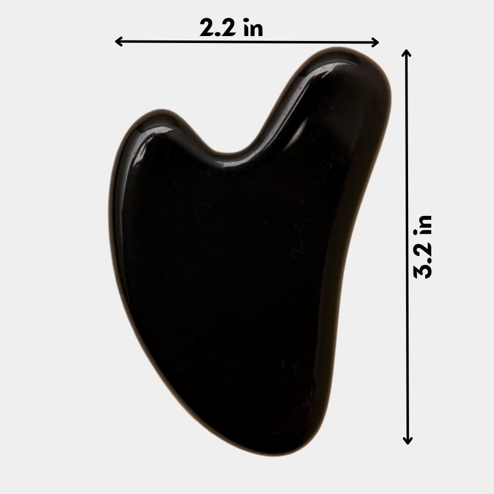 Mount Lai Obsidian Gua Sha Facial Tool – The Stone of Transformation – 100% Genuine Black Obsidian Stone Face Sculpting Tool for Lymphatic Drainage, Puffiness Reduction & Jaw Tension Relief