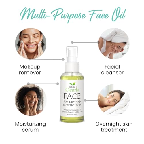 Clearly FACE, Natural Oil Cleanser Face Wash and Makeup Remover | Anti Aging Cleansing Oil with Rosehip, Avocado, Sea Buckthorn, Vegan Squalane | Water Free, Made in USA