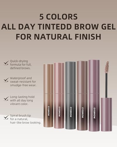 Waterproof Tinted Eyebrow Gel 2Pc Set - 24H Long Lasting Brow Filler