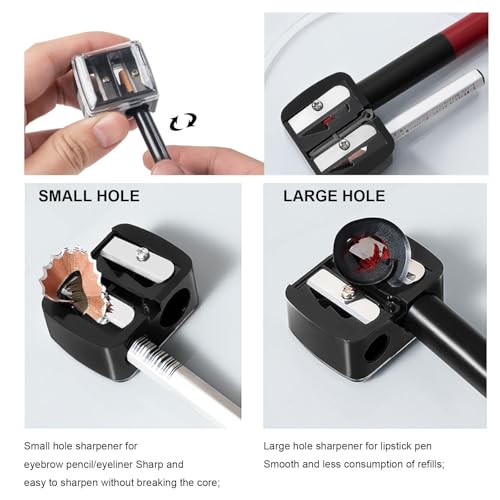 Dual-Size Makeup Pencil Sharpener for Eyeliners, Lip & Eyebrow Pencils