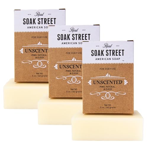Real American Soap, Clean & Unscented (3 Pack) ? Long-Lasting, Moisturizing Natural Bar Soap with Grass-Fed Tallow, Gentle Conditioning Lard, & Coconut Oil for All Skin Types & Daily Use