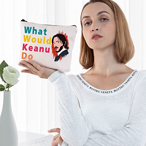 BWWKTOP Keanu Inspired Cosmetic Bag - Multicolor, Waterproof, Letter Print - Travel, Makeup Storage, Gift - Women - Keanu Reeves Fans (Keanu Bag)