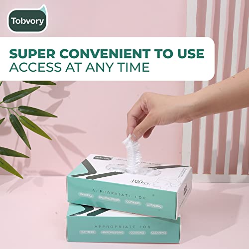 Tobvory Disposable Shower Caps 100 Pack - Waterproof Hair Protection