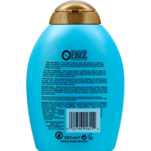 OGX Renewing +Cold-Pressed Argan Oil of Morocco Hydrating Hair Shampoo, Help Moisturize, Soften & Strengthen Hair, Paraben-Free with Sulfate-Free Surfactants, 13 fl oz (Pack of 2)