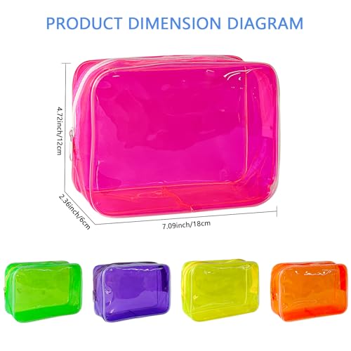 TotePrint 5 PCS Portable Waterproof Solid Makeup Bag Set for Travel, Clear Makeup Bag with Zipper for Purse Brush Bag Pen Pouch (Vivid Group)
