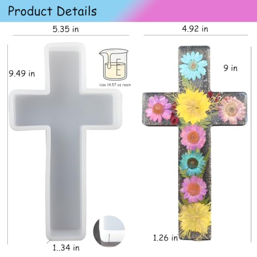 9in Halloween Resin Cross Mold - Deep Cross Silicone for Epoxy Resin