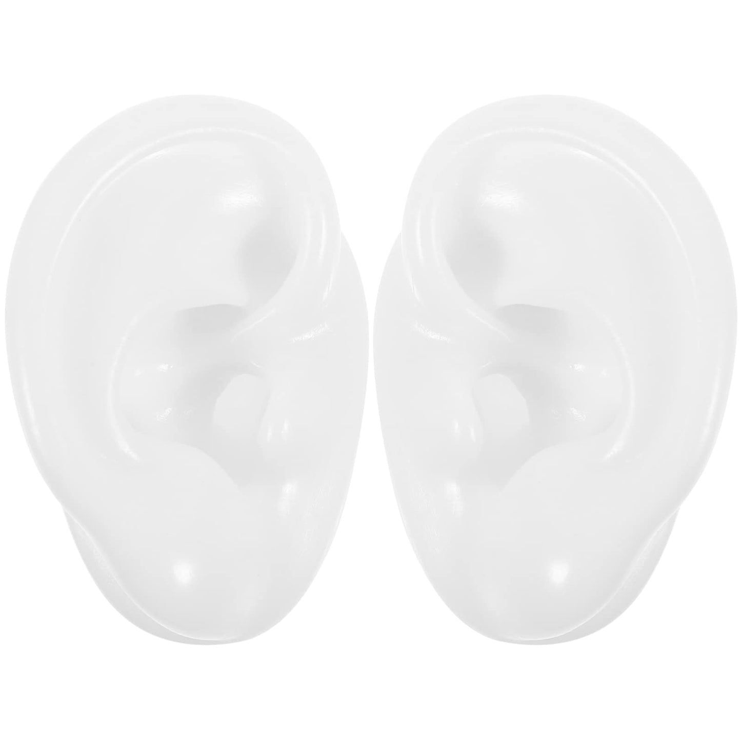 POPETPOP Silicone Ear Model : 2Pcs Realistic Fake Ear Mold for Earring Display Piercing Practice, 2.36x1.77x1.18in (White)