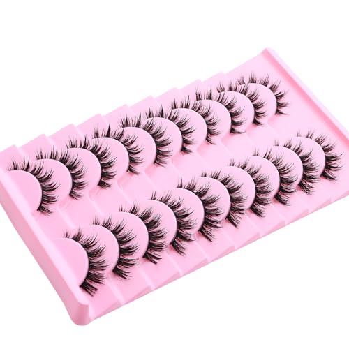 10 Pairs Wet Look Manga Lashes 18mm D Curl 3D Fluffy
