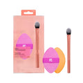 Real Techniques Precision Perfection Duo, Viral Kitten Paw Concealer Brush & Dual-Sided Powder Puff For Powder & Foundation, Travel Friendly Makeup Brush Set, Cruelty-Free, 2 Piece Set