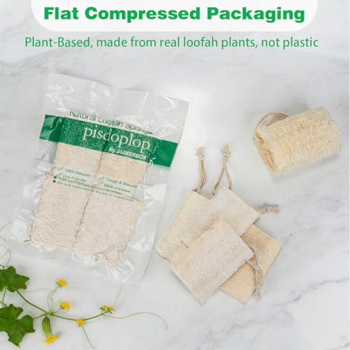 Natural Loofah Sponges, 4 Pack - Organic Body Scrubber