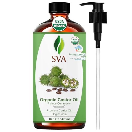 SVA Organic Castor Seed Oil - 16 Oz Cold-Pressed Hair & Skin Care