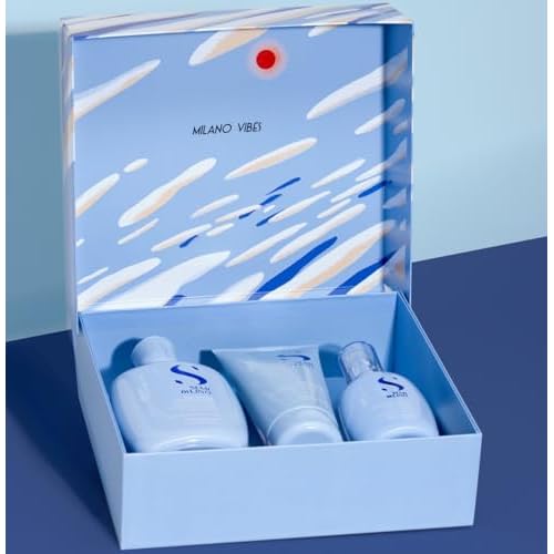 Alfaparf Milano Semi di Lino Density Gift Set for Thin and Aging Hair - Thickening Shampoo, Conditioner and Leave-In Volumizing Cream - Sulfate Free