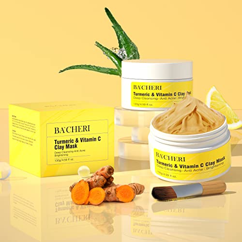 Turmeric Vitamin C Clay Mask # 130g, Blackheads Acne Dark Spots Remover with Turmeric Extract, Glowing Skin, Refining Pores and Controlling Oil