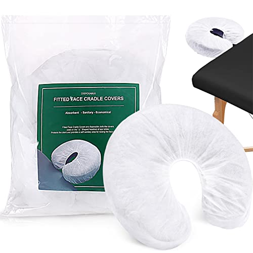 Noverlife 100 Pack Disposable Fitted Face Cradle Covers for Massage Tables